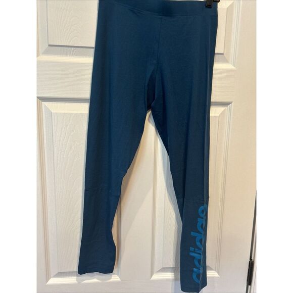 Adidas Women's Pant - CG1438- Teal  Size Large - ESS Lin Tight NWT Normal Length - Picture 1 of 12